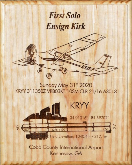 An image of the front of our production version of the first solo commemorative plaque